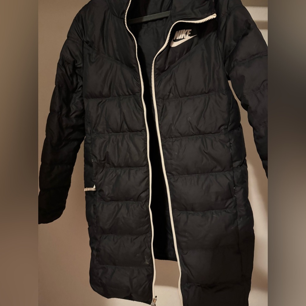 Nike reversible, long, down jacket for women